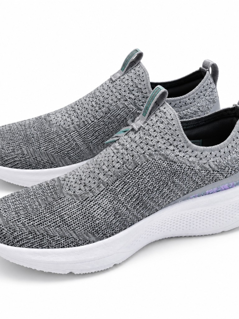 Skechers Performance Grey Teal Knit Slip On Walking Sneakers Women's Size 8